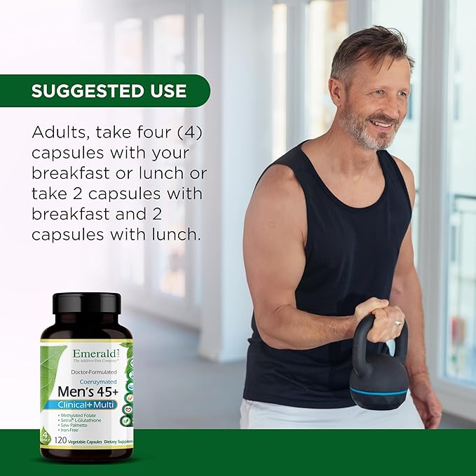 EMERALD LABS Men's 45+ Clinical Multi - Multivitamin for Comprehensive Support Bone &amp Heart Health* - Designed for Men 45+ - Gluten-Free &amp Vegetarian - 120 Vegetable Capsules (30-Day Supply)
