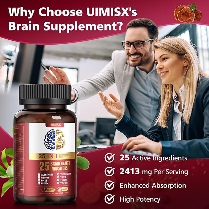 Brain Supplement for Mental Alertness Memory Focus &amp Energy Alpha GPC Huperzine-A L-Tyrosine Phosphatidylserine Vitamins B6 B12 High Absorption 90 Capsules