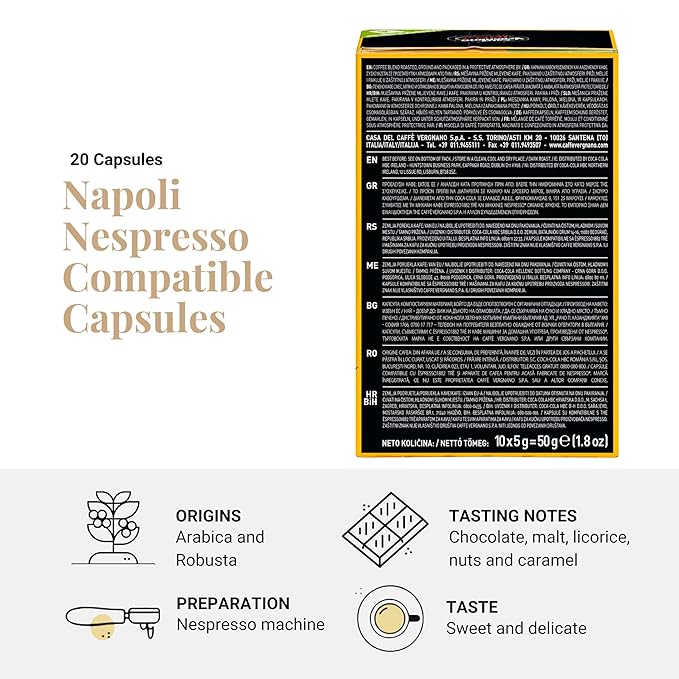 Caffè Vergnano 1882 Napoli &amp Intenso Espresso Capsules – Strong Italian Coffee Pods Compatible With Original Line Machines – 4 Pack 10 Count Each