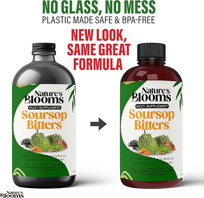 Nature's Blooms Soursop &amp Black Seed Bitters Bundle 16 oz Each 2 Bottles