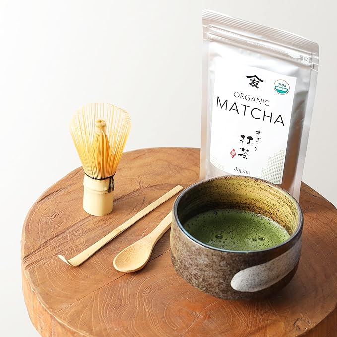 TOMOSAN Japanese Organic Matcha - Authentically Japanese Uji Kyoto Origin Traditional Stone Milled Green Tea Powder 100g/3.5oz