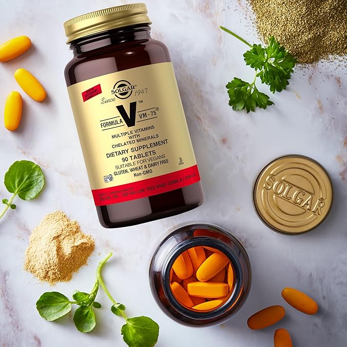 Solgar Formula VM-75 90 Tablets - Multivitamin with Chelated Minerals - Vitamin A B6 B12 C D E - Biotin Magnesium Calcium Iron Zinc - Vegan Gluten Free Dairy Free Kosher - 90 Servings