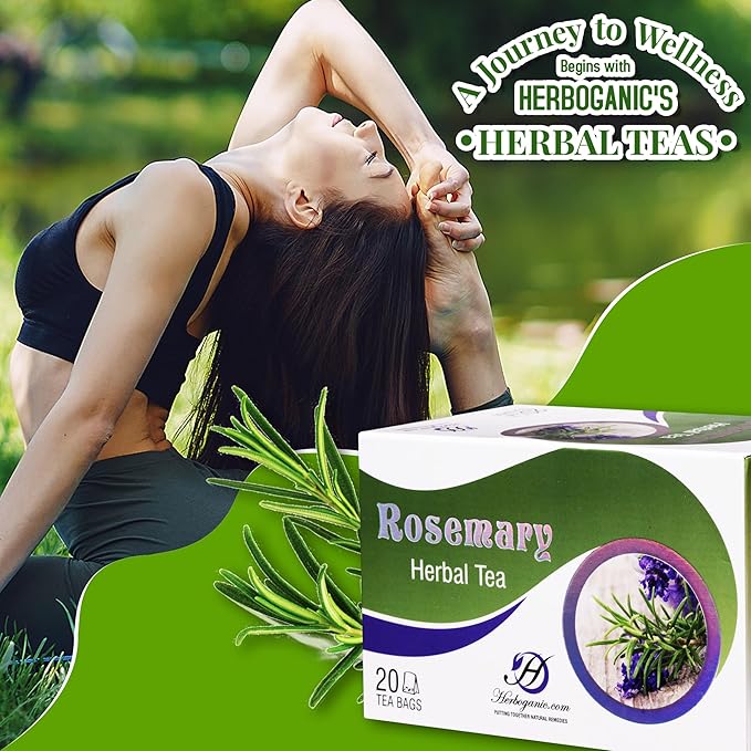 HERBOGANIC Rosemary Herbal Tea - Digestion Support and Immune Boost | Refreshing and Delicious Blend | Natural Ingredients | 120 Tea Bags