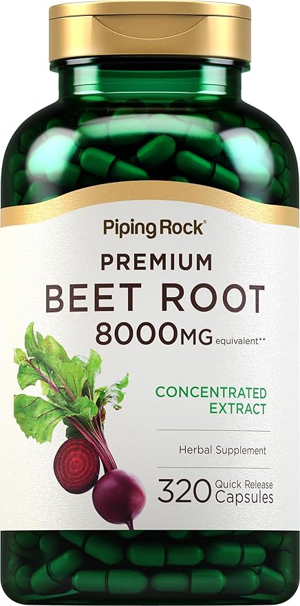Piping Rock Beet Root Powder Capsules | 320 Pills | Concentrated Extract | Herbal Supplement | Non-GMO Gluten Free