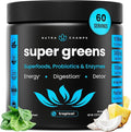 NutraChamps Super Greens Powder Premium Superfood | 20+ Organic Green Veggie Whole Foods | Alfalfa Spirulina Chlorella &amp More | Antioxidant Digestive Enzyme &amp Probiotic Blends | Tropical |