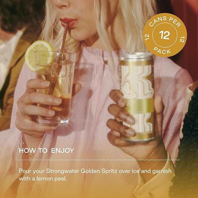 Strongwater Non Alcoholic Bitters &amp Soda - 12 Pack Cans (8.4 Fl Oz Each) - Premium Non Alcoholic Drinks - Ready to Drink Bitters and Soda Alcohol Free Drinks Sugar Free with Soda &amp Chai Spic