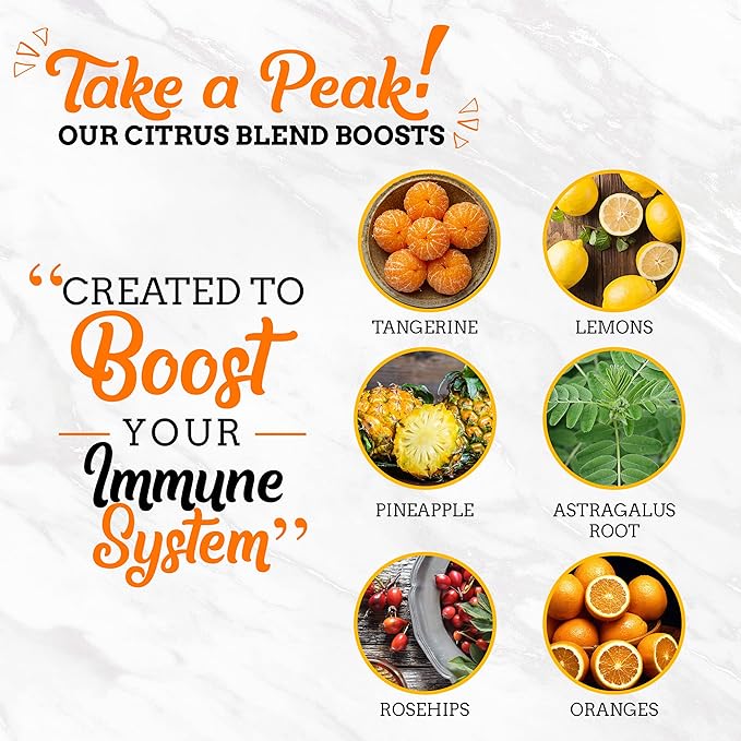 Fire Brew Immune - Citrus Apple Cider Vinegar Wellness Tonic | 16 Concentrated Shots of Healthiest Organic Ingredients to Strengthen Immune System and Improve Digestion – 8oz