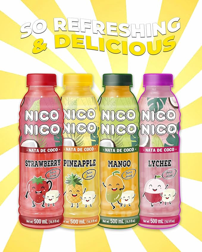 Niconico Mango juice drink with nata de coco 30% fruit juice (16.9 floz 6 Pack)