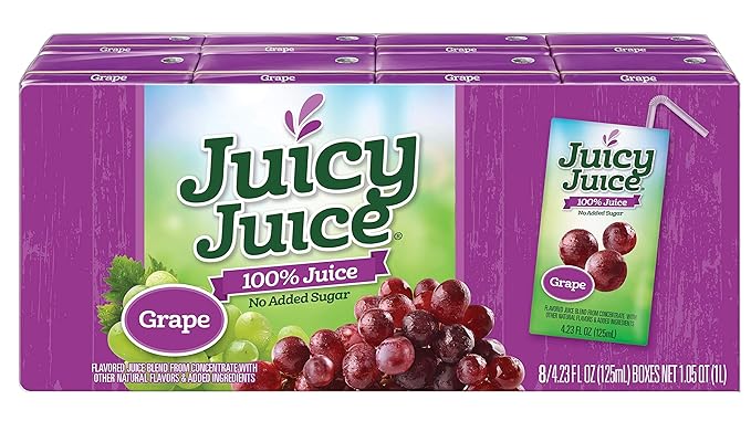 Juicy Juice Grape Juice Single Serve Fun Box 33.84 Fluid Ounce -- 5 per case.
