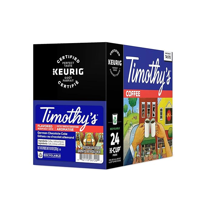 Timothy's World Coffee German Chocolate Cake K-Cup Portion Pack for Keurig K-Cup Brewers 24-Count (Pack of 2)