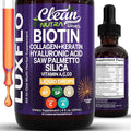 Liquid Biotin &amp Collagen Keratin Hyaluronic Acid Saw Palmetto Drops Vitamins for Hair Growth Support Silica Vitamin A C D Bamboo Turmeric Zinc Folate Magnesium Horsetail LuxFlo By Clean Nutra