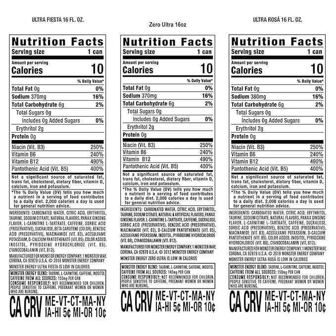 Monster Mix Energy Ultra Variety Pack Zero Ultra Fiesta &amp Rosa (16 Fl. Oz. 24 Pk.) Net Wt 384 Fl Oz