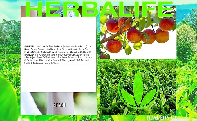 Herbalife Herbal Tea Concentrate: Peach 1.8 Oz. (51g) Gluten Free Naturally Flavored No Artificial Sweetener