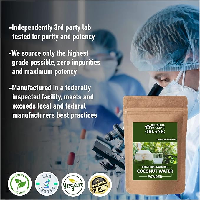 Blessfull Healing Organic Coconut Water Powder 100% Pure Natural 100 Gram / 3.52 oz