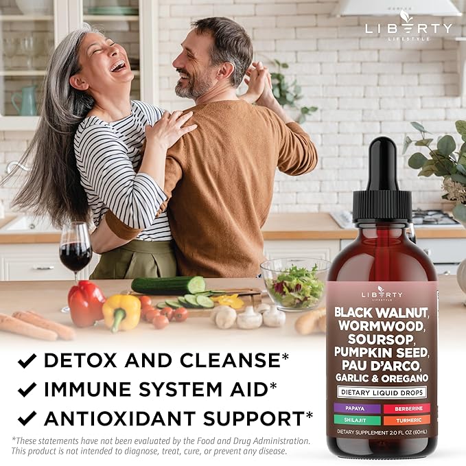 Defend Wormwood Black Walnut Cleanse for Humans Drops Liquid Soursop Garlic Pumpkin Seed PAU D'Arco Oil of Oregano Turmeric Berberine Neem Extract Hull Bark Tincture - 8 OZ