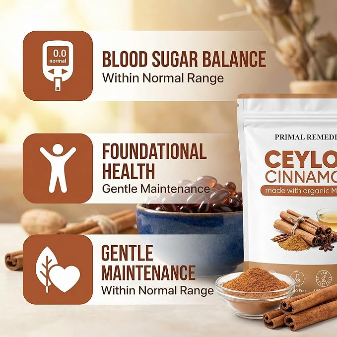 Primal Remedies Ceylon Cinnamon - 300 Softgels with MCT Oil Highly Bioavailable Non-GMO Gluten Free Vegan Capsules for Blood Sugar &amp Metabolism Support (1)
