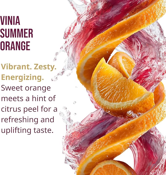 VINIA Resveratrol Electrolyte Hydration Powder Mix | Boost Blood Flow &amp Circulation | Sea Salt Coconut Water Potassium Magnesium Informed Sport Certified (30 Sticks Summer Orange)