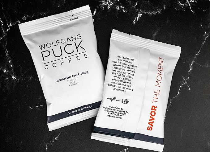 Wolfgang Puck Coffee Ground Flavored Coffee single Jamaica Me Crazy 2 Ounce (Pack of 18)
