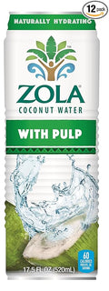 Zola 100% Natural Coconut Water with Pulp 17.5 Ounce (Pack of 12)