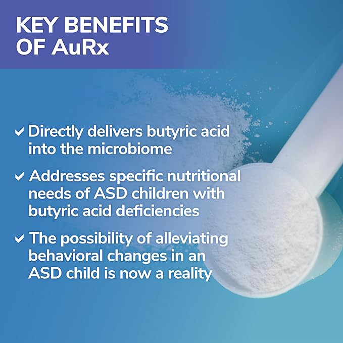AuRx Autism Spectrum Medical Food Powder to Support Gut Health Stabilized Butyric Acid Supplement in a Palatable-Tasting Powder for ASD Children Hypoallergenic 2 Ounces