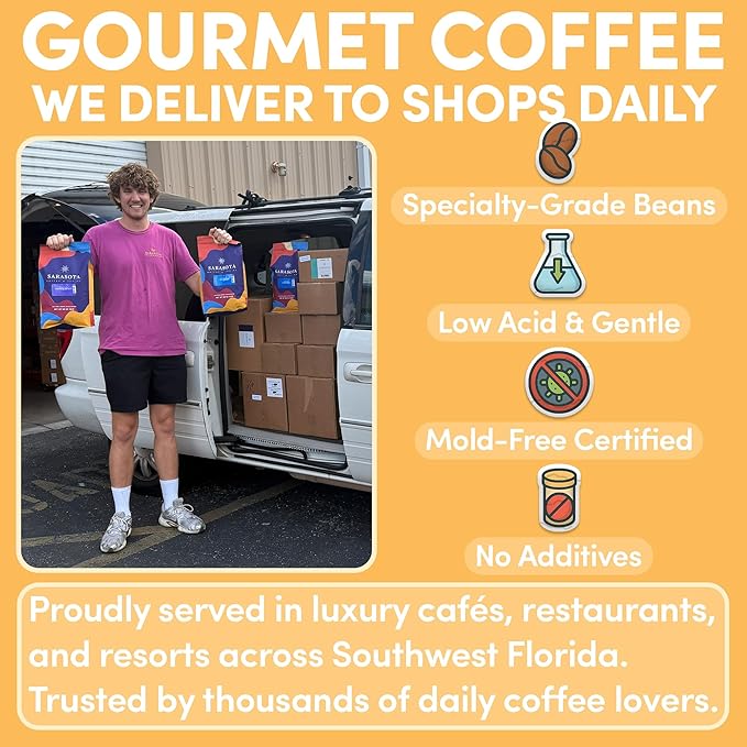 Sarasota Coffee Whole Bean Signature House Breakfast Blend | Medium Roast Gourmet Coffee Beans | Low Acid Mold Free Specialty Grade Bulk Beans | 5lb (80 oz)