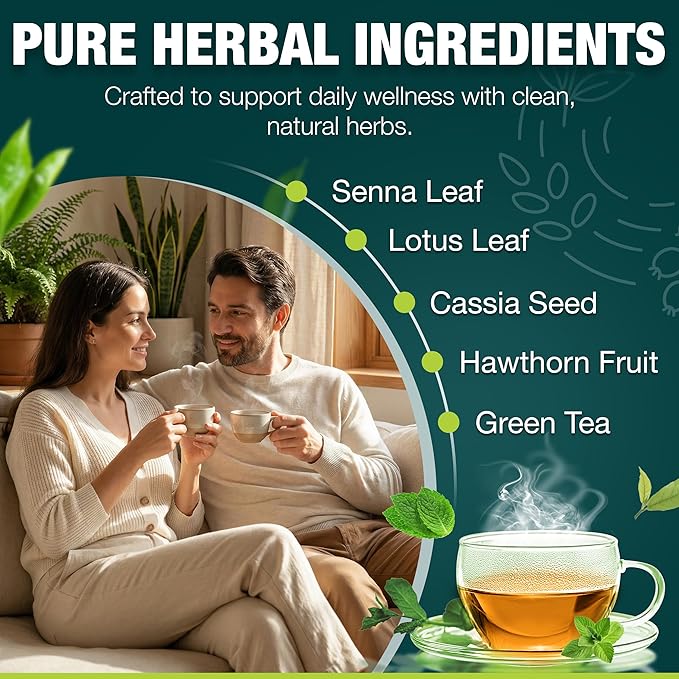 Premium Detox Tea Kit Herbal Slim Tea Duo 28 Morning Vitality Bags &amp 28 Night Calm Bags Certified Herbal Blend with REACH MSDS &amp Heavy Metal Tests Safe Caffeine Free Supports Active Lifestyle