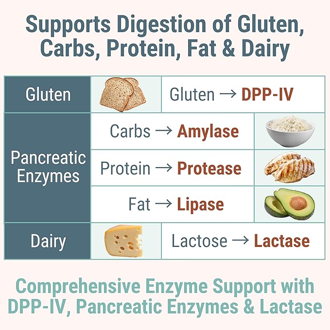 Gluten &amp Lactase Digestive Enzyme Gummies – Lactase Pancreatic Enzymes with DPP‑IV Lipase Gluco‑Amylase Lactase Drops Chewables Capsules Pills Powder Supplement Alt Pancreatic Support for Kids