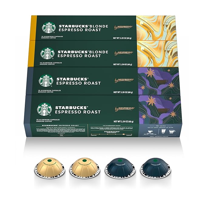 Starbucks by Nespresso Vertuo Espresso Variety Pack 40-count Espresso Pods Brews 1.35 oz.