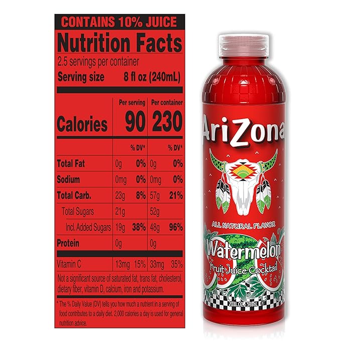 AriZona Watermelon Juice Drink 20 Fl Oz (Pack of 24)