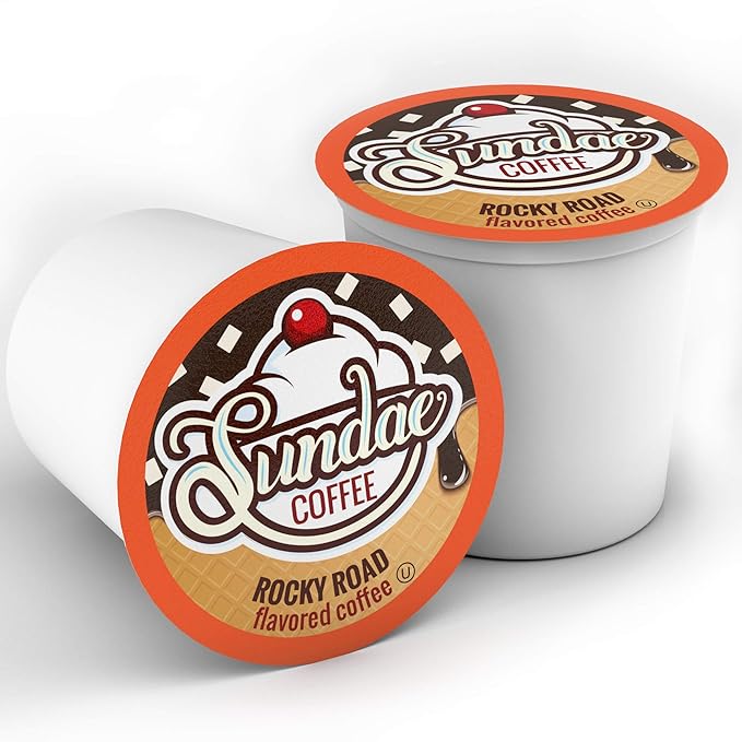 Sundae Ice Cream Flavored Coffee Pods Compatible with 2.0 Keurig K-Cup Brewer (Rocky Road) 48 Count