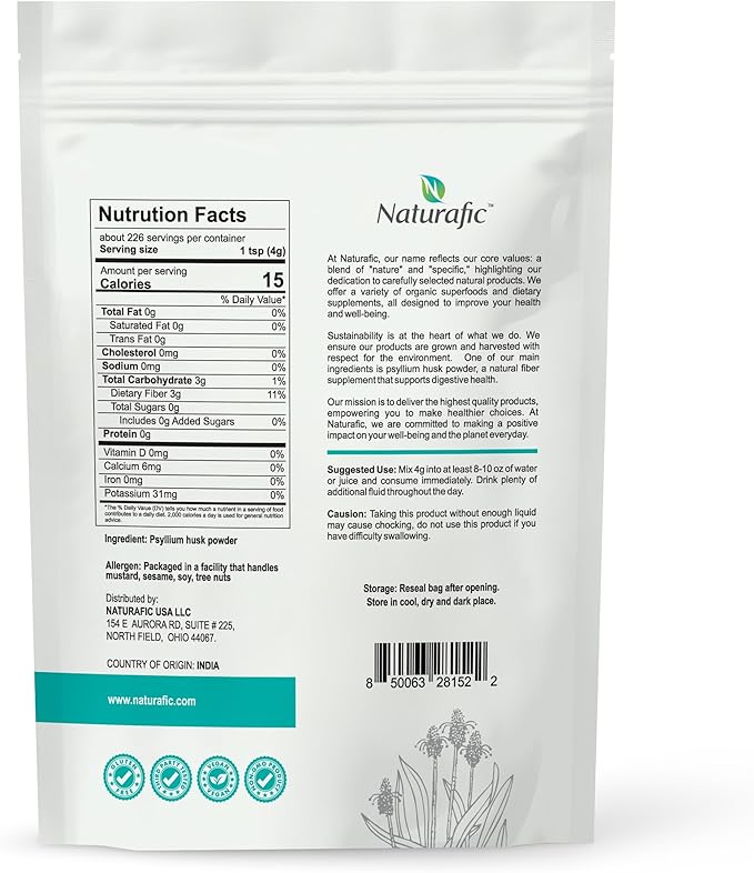Psyllium Husk Powder Unflavored – Digestive Fiber Supplement for Bowel Regularity &amp Gut Health – Non-GMO Gluten-Free Vegan Keto Friendly – 32oz