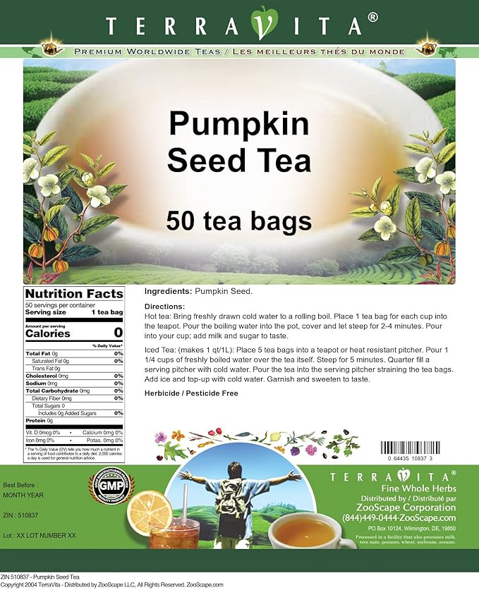 Pumpkin Seed Tea (50 tea bags ZIN: 510837) - 3 Pack