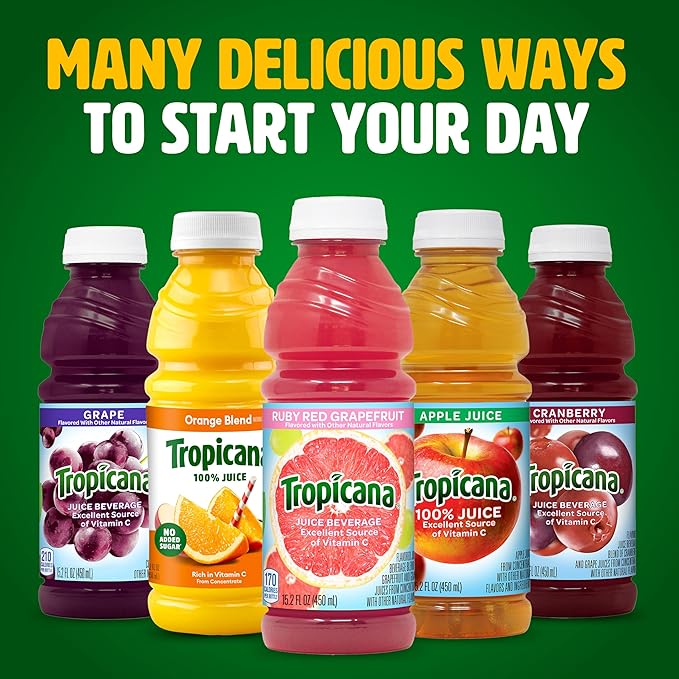 Tropicana Ruby Red Grapefruit Juice Drink 15.2 fl oz Bottles (Pack of 12)