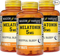 MASON NATURAL Melatonin 5 mg with B6 and Calcium - Natural Sleep Aid Supports Healthy Sleep &amp Rest 60 Tablets (Pack of 3)