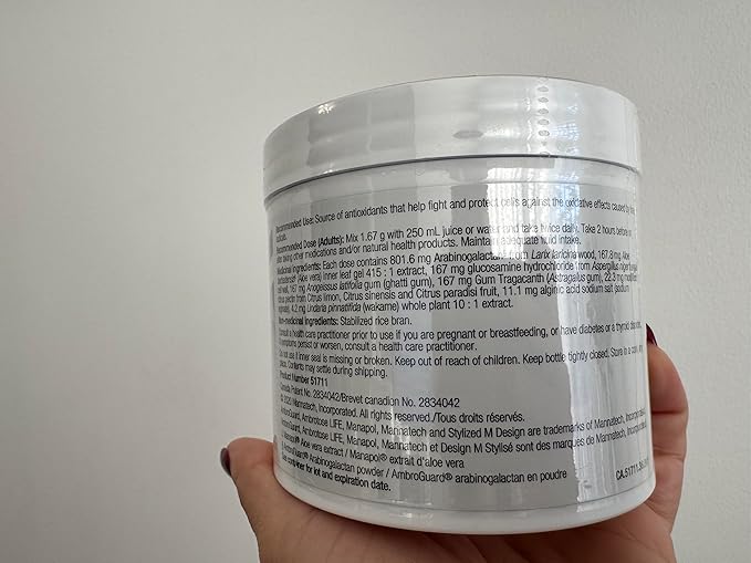 Immune Support Supplement Mannatech Ambrotose Life (Powder) 100g Supports Cell-to-Cell Communication and a Healthy Immune Defense with Manapol Powder Pure 100% Natural Aloe Vera Supplement
