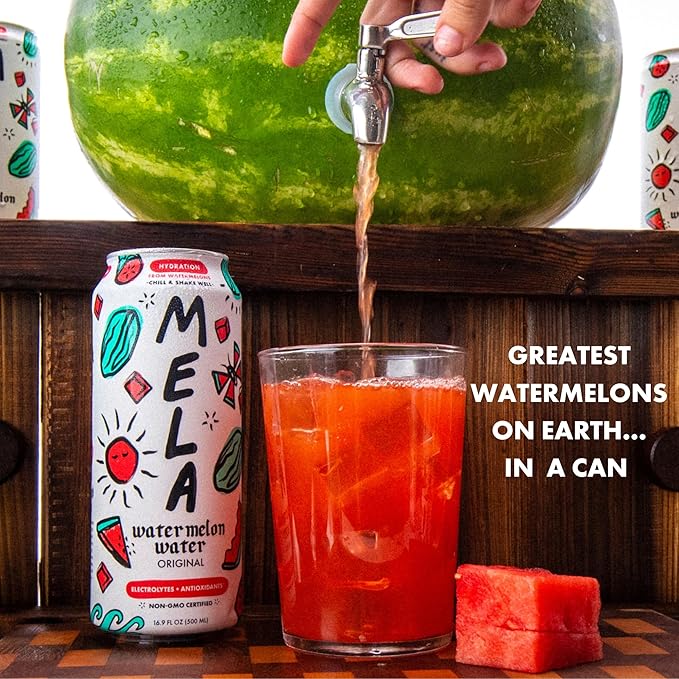 Mela Watermelon Water - Watermelon Juice 100 Percent Natural Fruit Juice with Vitamin C Electrolytes Antioxidants - Coconut Water Alternative Gluten-Free (Ginger 16.9 fl oz 12-pack)