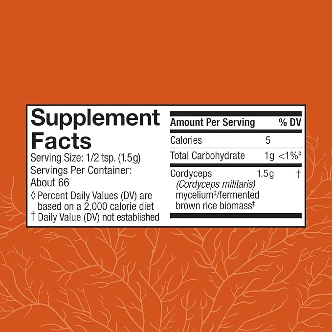 Host Defense Cordyceps Powder - Immune &amp Energy Support Supplement - Kidney Health Supplement with Cordyceps Mushrooms - Fitness Support Supplement to Aid Oxygen Uptake - 3.5 oz (66 Servings)*