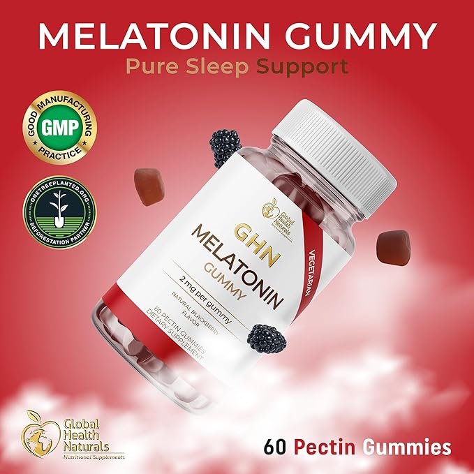 Vegan Melatonin Gummies for Adults – 2 mg Pectin-Based Gummy Melatonin Supplement – Natural Blackberry Flavor – Non-GMO Gluten-Free Gelatin-Free Soy-Free – 60 Count