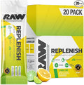 RAW Replenish Packets Premium Electrolytes Powder Recovery Formula Lemon Lime (20 Stick Packs) - Flavored Electrolyte Drink Mix for Hydration Replenishment Endurance &amp Performance Workouts