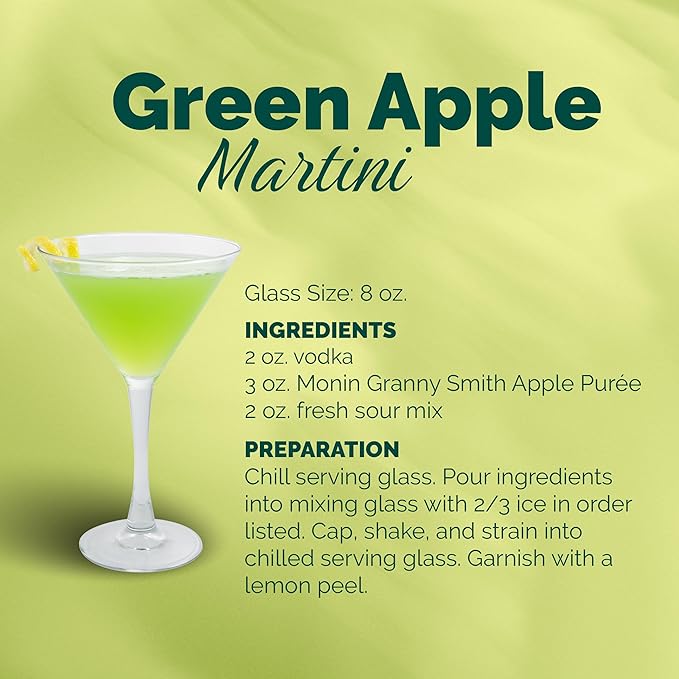 Monin - Granny Smith Apple Purée Tart and Sweet Great for Smoothies and Desserts Gluten-Free Non-GMO (1 Liter)