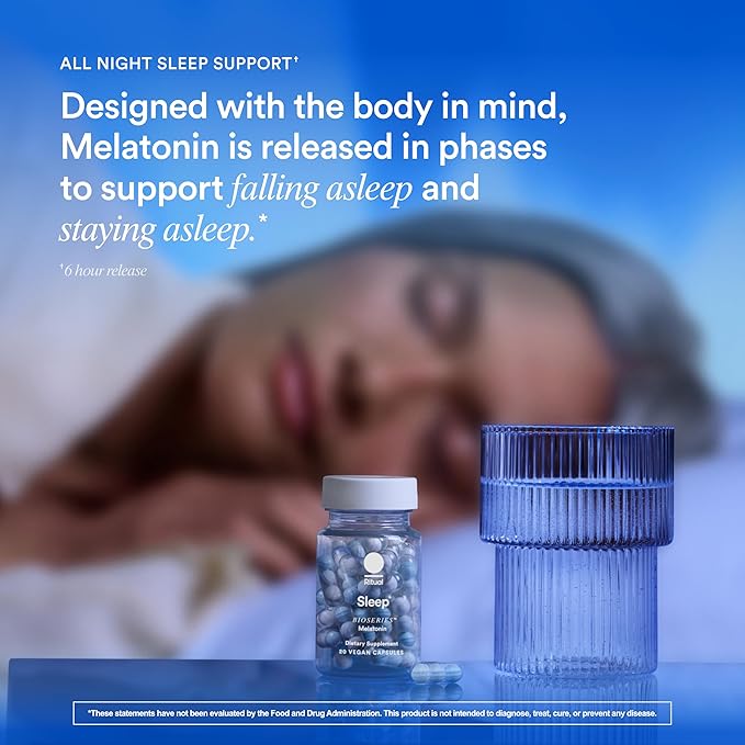 Ritual Sleep Bioseries™ Melatonin: Sleep Aid for Adults Sleep Supplement with Time Released Capsules Vegan Drug Free Sleep Vitamins for All Night Sleep Support 20 Capsules (Pack of 2)