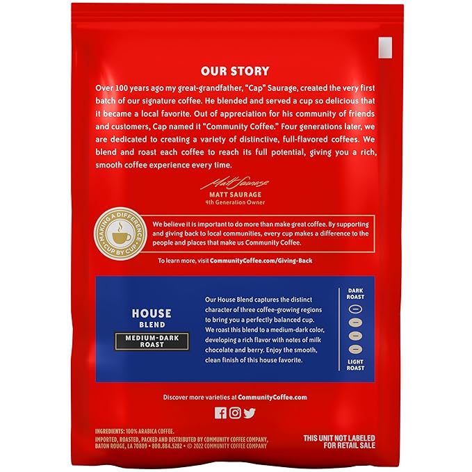 Community Coffee House Blend Medium-Dark Roast Pre-Measured Coffee Packs 3.0 Ounce Each (Box of 20)