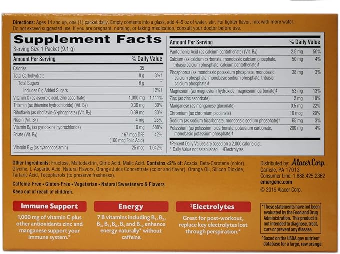 Emergen-C Health and Energy Booster - Super Orange 30 Ct. Pack of 3