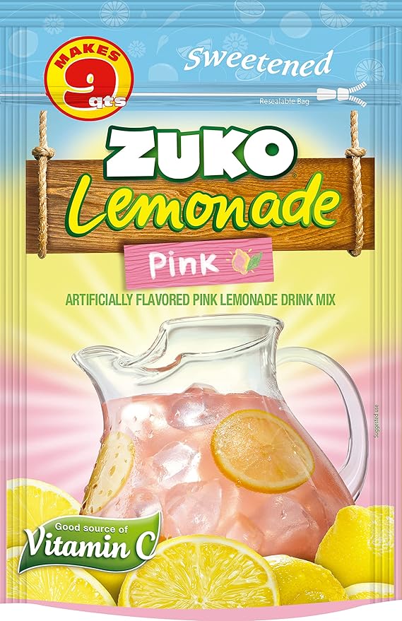 Zuko Pink Lemonade Powdered Drink Mix Family Pack No Added Sugar Needed 14.1 oz (Pack of 6)
