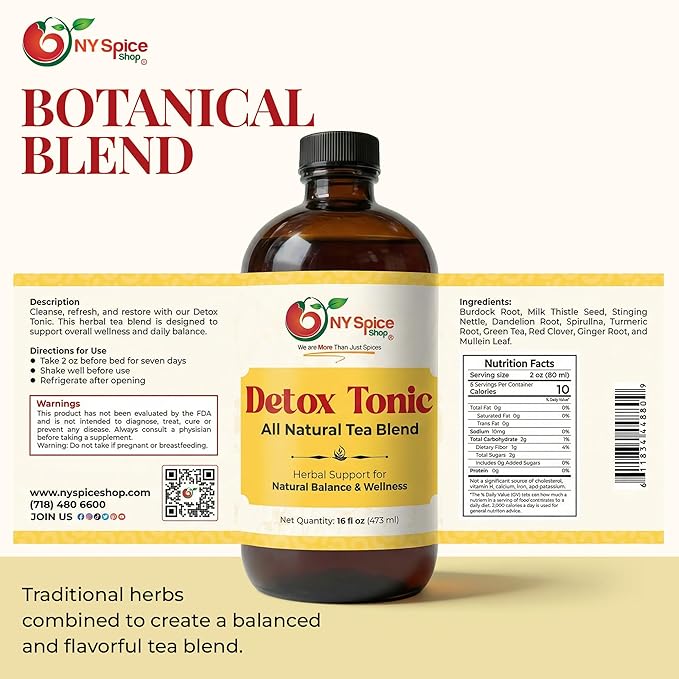 NY Spice Shop Detox Tonic Natural Tea Blend – All-Natural Beverage for Everyday Use – Carefully Crafted Herbal Infusion with Natural Ingredients – Loose Tea Blend – 2 Count