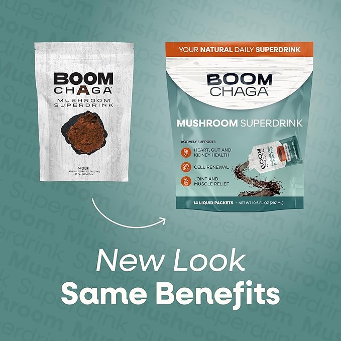 Mushroom Liquid Concentrate 14 Single Serving Packets Chaga Extract Easy Mix Liquid Form 175 mg per Packet