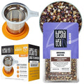 Tiesta Tea - Brownie Batter Herbal Tea and Brewbasket Infuser Bundle Chocolate Caramel Tea Non-Caffeinated 3oz Resealable Pouch with 5oz Reusable Stainless Steel Strainer