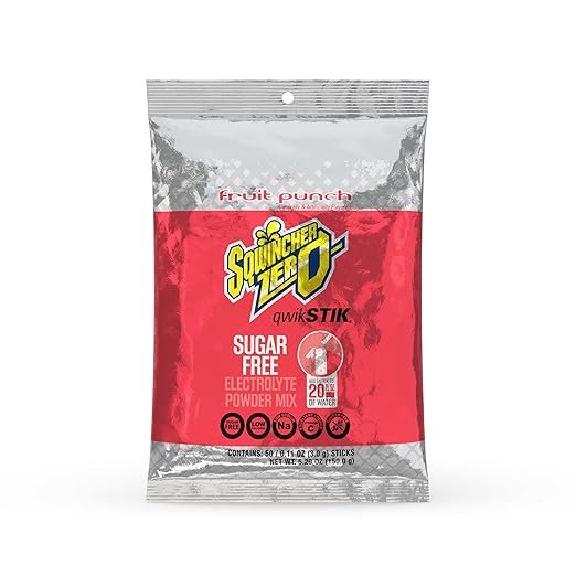 Sqwincher Sqweeze Electrolyte Freezer Pops Zero Sugar Assorted Flavors 5 bags of 10 (50 Total Freezer Pops) and Sqwincher Zero Qwik Stik Sugar Free Fruit Punch .11 0z (Pack of 50)