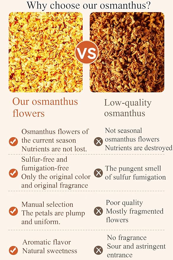 Osmanthus Fragrans 3.53oz/100g Dried Osmanthus Flower Herbal Tea Osmanthus AAA Grade Pairs Well with Desserts and Soups 桂花 干桂花 桂花茶