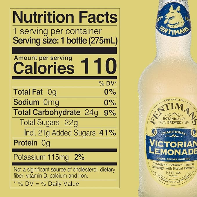 Fentimans Sparkling Victorian Lemonade - Sparkling Lemonade Lemon Sparkling Water Great Over Ice or as Mixer All Natural Ingredients Craft Soda Botanically Brewed - 275 ml (Case of 6)